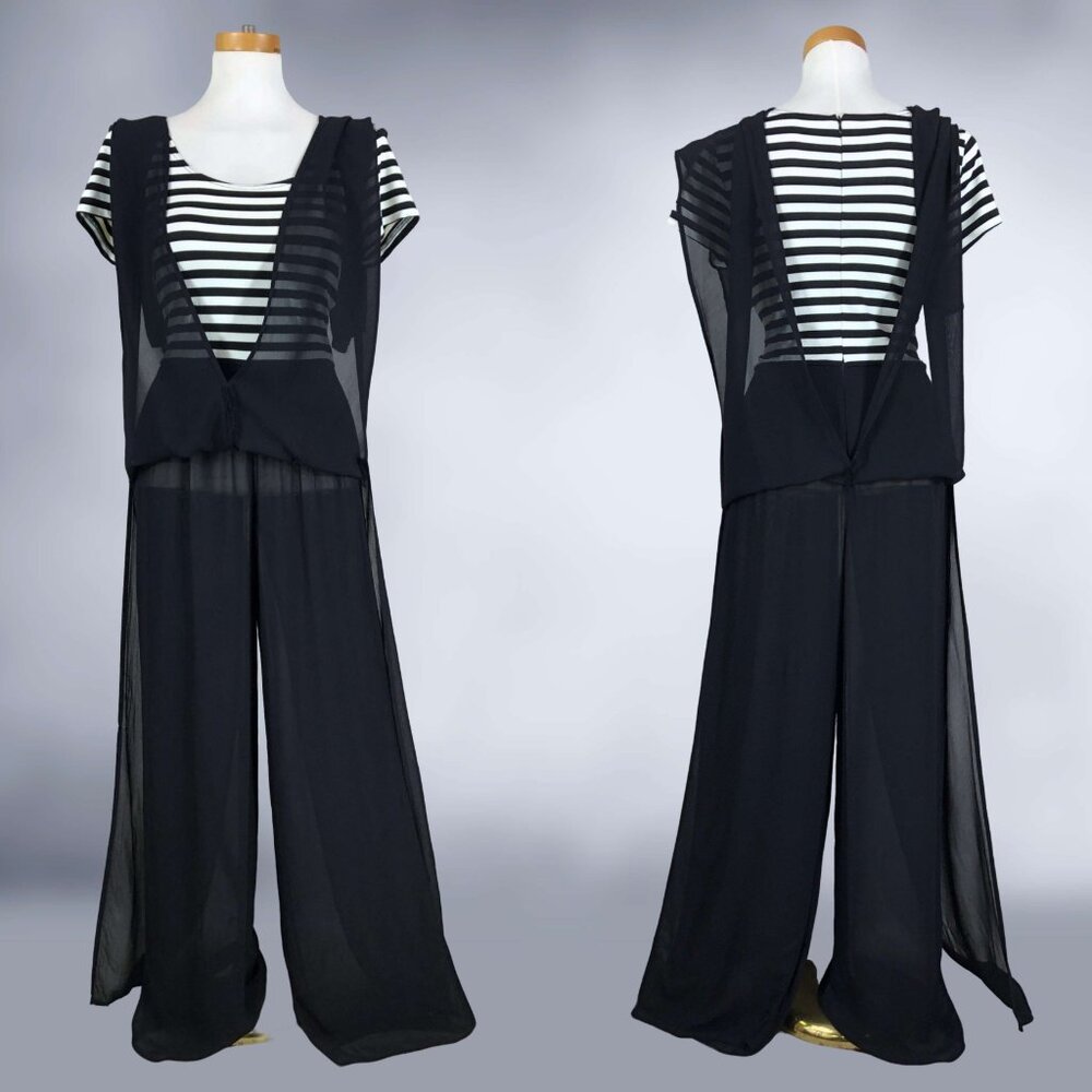 VINTAGE 90s Striped Car Wash Flap Gothic Jumpsuit by Ashlee Size 8 VFG - Picture 8 of 9